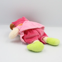 Doudou lutin poupée rose orange vert coeurs NICOTOY