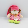 Doudou lutin poupée rose orange vert coeurs NICOTOY