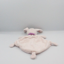 Doudou plat lapin rose robe fleurs foulard TEX BABY