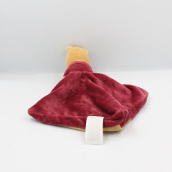 Doudou plat winnie l'ourson beige rouge bordeaux Celebrating DISNEY NICOTOY