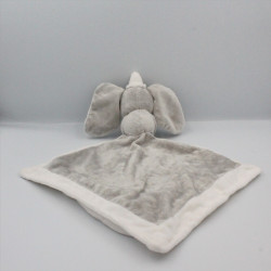 Doudou plat éléphant gris blanc Dumbo mouchoir couverture DISNEY