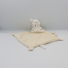 Doudou plat lapin blanc beige mouchoir NICOTOY