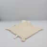 Doudou plat lapin blanc beige mouchoir NICOTOY