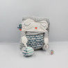 Doudou lapin gris blanc bleu rayé balle hochet TAPE A L'OEIL