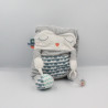 Doudou lapin gris blanc bleu rayé balle hochet TAPE A L'OEIL