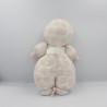 Ancien doudou poupée chiffon tissu rose vert blanc fleurs MUNDIA