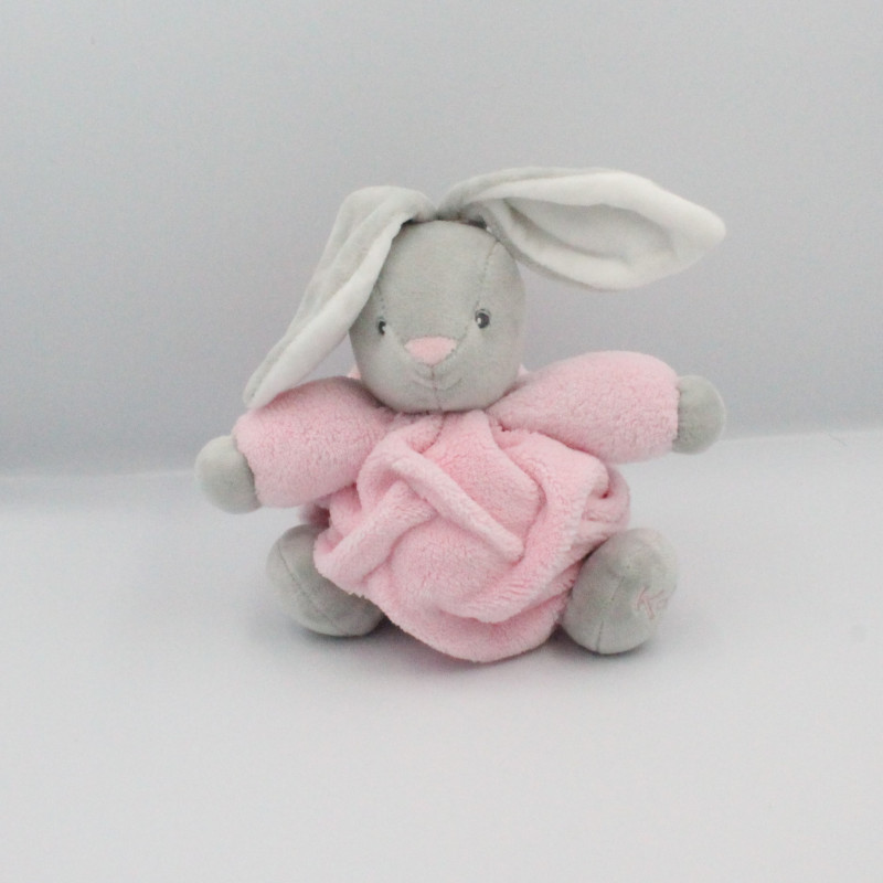 Doudou lapin plume gris rose blanc KALOO