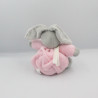 Doudou lapin plume gris rose blanc KALOO