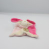 Doudou plat lapin rose blanc BABY NAT