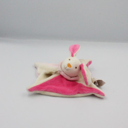 Doudou plat lapin rose blanc BABY NAT