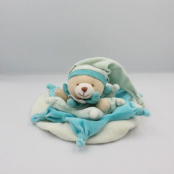 Doudou et compagnie ours bleu vert col étoile carambole