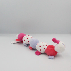 Doudou chenille rose blanc mauve pois OBAIBI