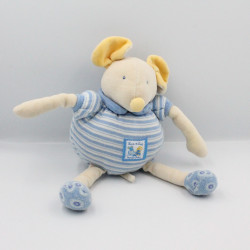 Doudou souris grise bleu rayé Lise et Lulu MOULIN ROTY