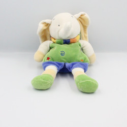 Doudou éléphant blanc beige bleu vert NICOTOY