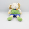 Doudou éléphant blanc beige bleu vert NICOTOY