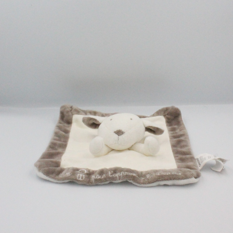 Doudou plat mouton agneau blanc gris Douceur OBAIBI LOT DE 2