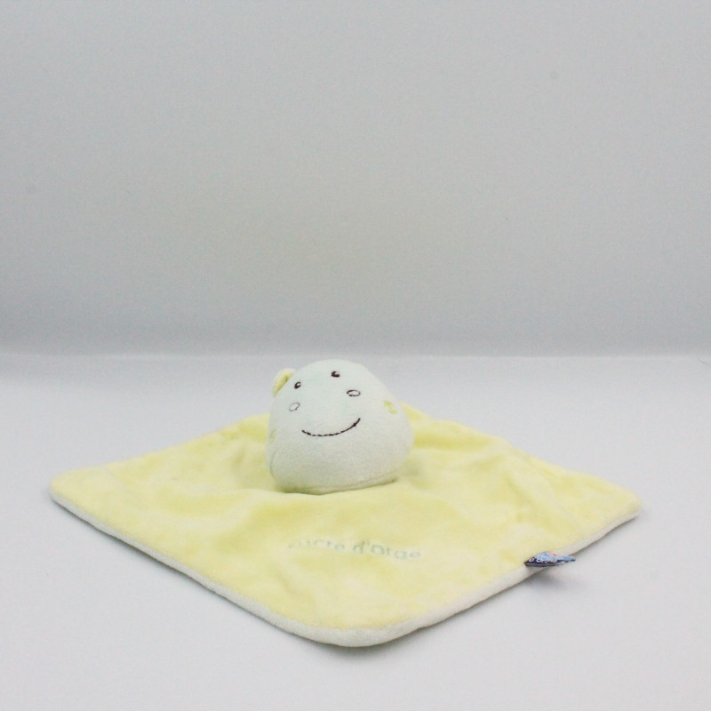 Doudou plat hippopotame vache bleu vert SUCRE D'ORGE