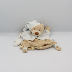 Doudou plat marionnette ours beige bleu ciel lune NATTOU