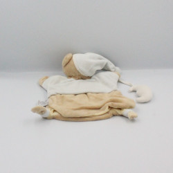 Doudou plat marionnette ours beige bleu ciel lune NATTOU