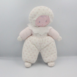 Ancienne poupée chiffon rose blanc coeurs COROLLE