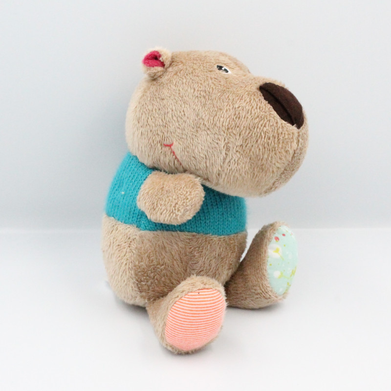 Doudou ours César beige bleu LILLIPUTIENS