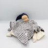 Doudou plat poupée lutin bleu marine blanc carreaux KATHE KRUSE