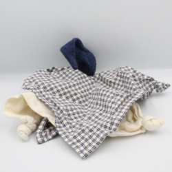 Doudou plat poupée lutin bleu marine blanc carreaux KATHE KRUSE