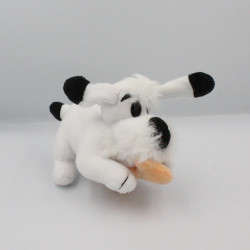 Doudou peluche chien blanc Idéfix avec os orange