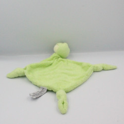 Doudou plat grenouille verte CARRE BLANC