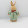 Doudou lapin beige vert rouge fleurs AJENA