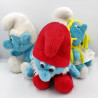 Peluche Grand Schtroumpf Schtroumpfette et Schtroumpf PEYO Année 80 Lot de 3
