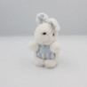 Doudou peluche lapin blanc rayé bleu TARTINE ET CHOCOLAT