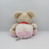 Doudou souris beige rose étoiles balle hochet MOTS D'ENFANTS