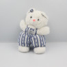 Doudou Ours blanc salopette rayé bleu TARTINE ET CHOCOLAT