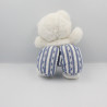 Doudou Ours blanc salopette rayé bleu TARTINE ET CHOCOLAT