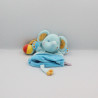 Doudou marionnette éléphant bleu orange balle POMMETTE