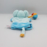 Doudou marionnette éléphant bleu orange balle POMMETTE