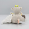 Doudou singe gris beige vert orange mouchoir SUCRE D'ORGE