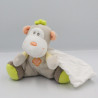 Doudou singe gris beige vert orange mouchoir SUCRE D'ORGE