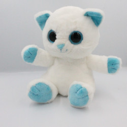 Doudou chat blanc bleu PETILLOUS COLOR GIPSY