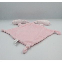 Doudou plat lapin rose blanc étoiles lune AUCHAN