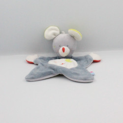 Doudou plat souris bleu vert rouge blanc lune étoiles SUCRE D'ORGE