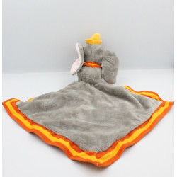 Doudou plat éléphant gris orange Dumbo mouchoir couverture DISNEY