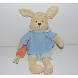 Doudou lapin bleu avec carotte JOLLYBABY