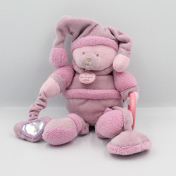 Doudou et compagnie ours Douceur Macaron rose hochet miroir