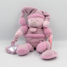 Doudou et compagnie ours Douceur Macaron rose hochet miroir