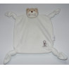 Doudou plat carré blanc chat OBAIBI