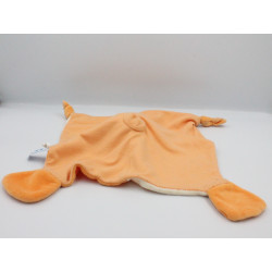 Doudou plat vache orange blanc pattes empreintes GIPSY