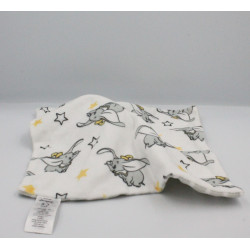 Doudou plat Dumbo l'éléphant gris blanc jaune étoiles DISNEY