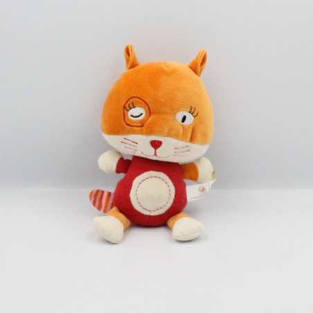 Doudou chat renard orange rouge OXYBUL